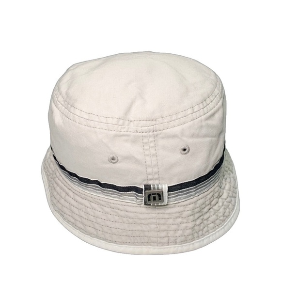 Travis Mathew Kids Reversible Grandpa Fishing Bucket Hat, Cream/Off White & Blue - Picture 1 of 3